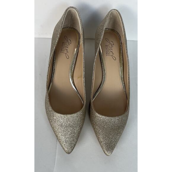NWOT Jewel Badgley Mischka Royalty Pumps Gold Glitter Size 7 - Picture 5 of 7